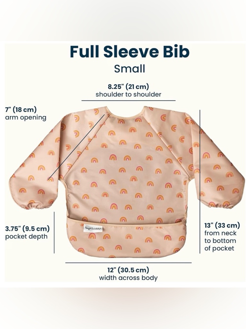 Tiny Twinkle Full Sleeve Bib Rainbow Small 6-24 Months NWT Waterproof